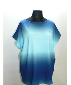 Bluzka kimono z rozmytym efektem OMBRE ciemny niebieski /turkus